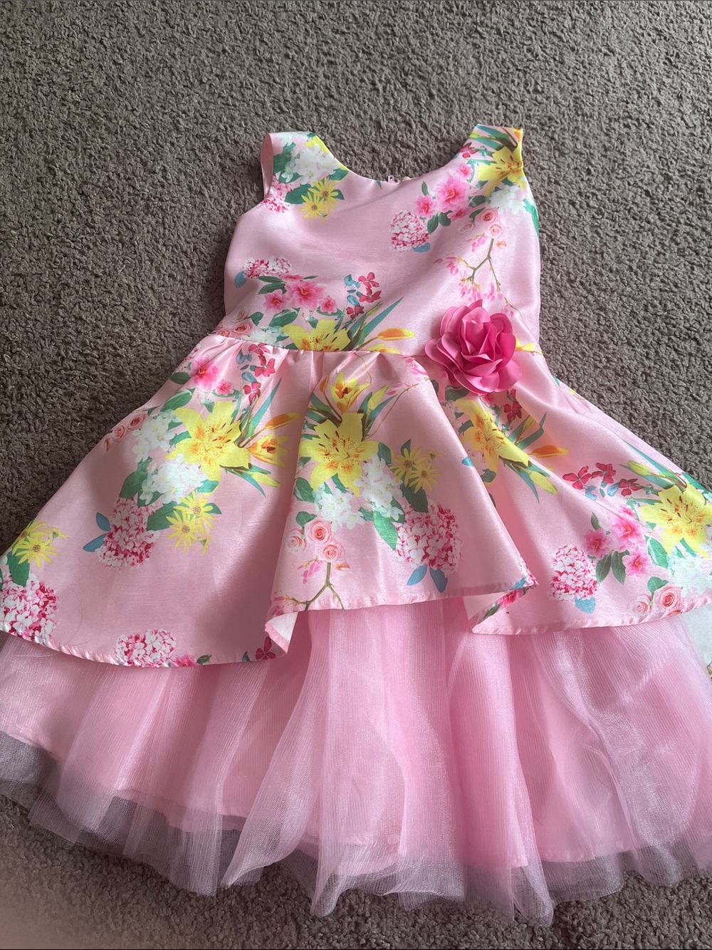 wonder nation Pink Floral Dress with Yellow Accents